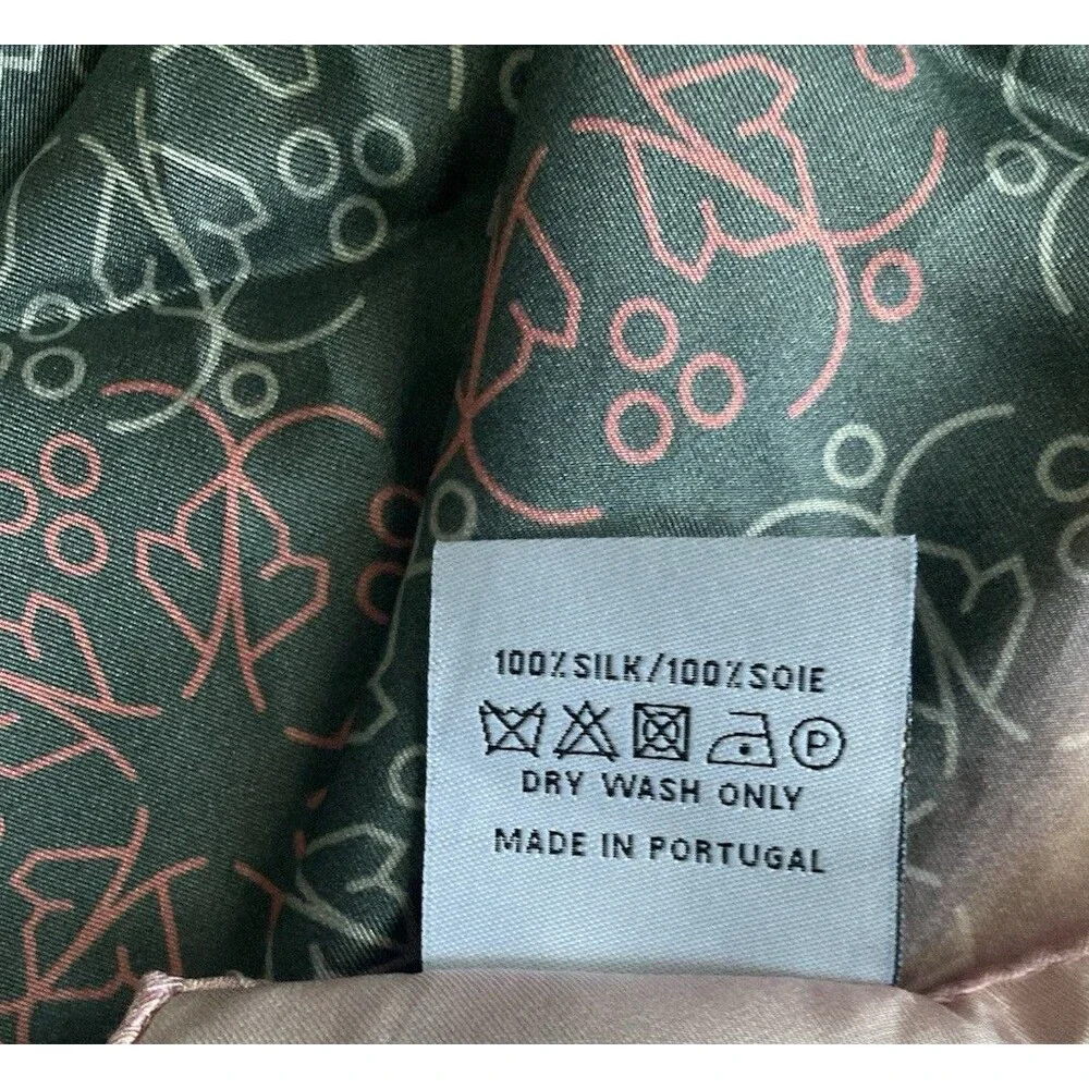 NICOLAS FEUILLATTE FRANCE CHAMPAGNE 100% SILK SCARF GRAY PINK LOGO SQUARE RARE